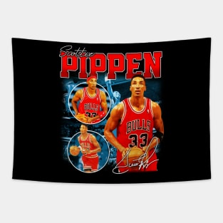 Scottie Pippen Basketball Legend Signature Vintage Retro 80s 90s Bootleg Rap Style Tapestry