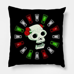 Tequila Skull Wreath Pillow