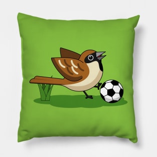 Cute Cartoon Sparrow Playing Soccer Pillow