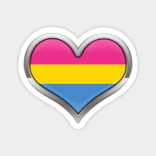 Large Pansexual Pride Flag Colored Heart with Chrome Frame Magnet