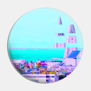 Reykjavik Iceland Hallgrimskirkja Cathedral Vaporwave Glitch Art Pin