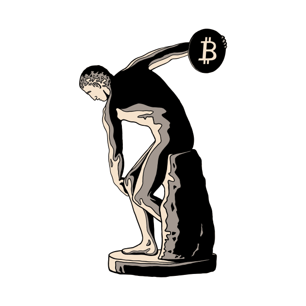 discobolus bitcoin art, future of digital money by Akman