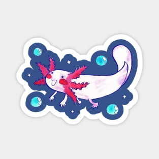 Sparkly Bubbly Watercolor Axolotl Magnet