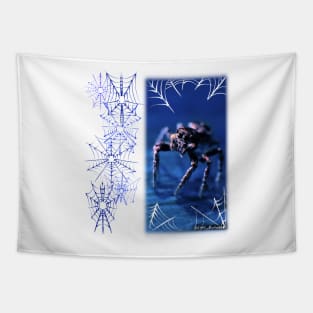 Blue Jumping Spider (With Webs) Tapestry