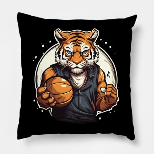 Tiger holding a basketball Pillow
