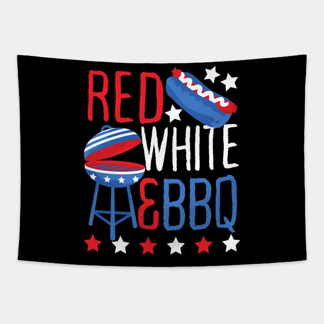 Red White and BBQ USA Holiday Barbeque Tapestry by DetourShirts