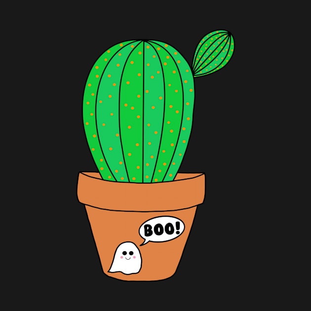 Cute Cactus Design #130: Cute Cactus In Halloween Ghost Terra-Cotta Pot by DreamCactus