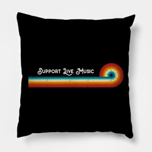 Retro Stripes Support Live Music Pillow