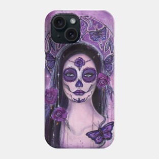 Butterfly day of the dead art by Renee Lavoie Phone Case