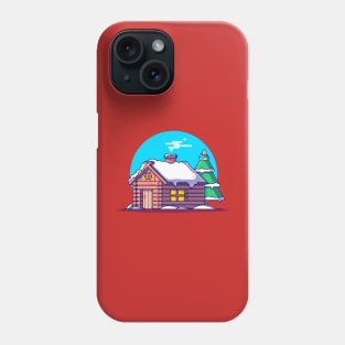 Snow Cabin in Winter Cartoon Vector Icon Illustration Phone Case