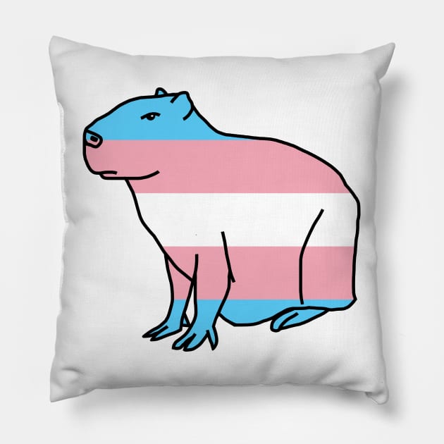 Transgender Pride Flag Capybara Pillow by ellenhenryart