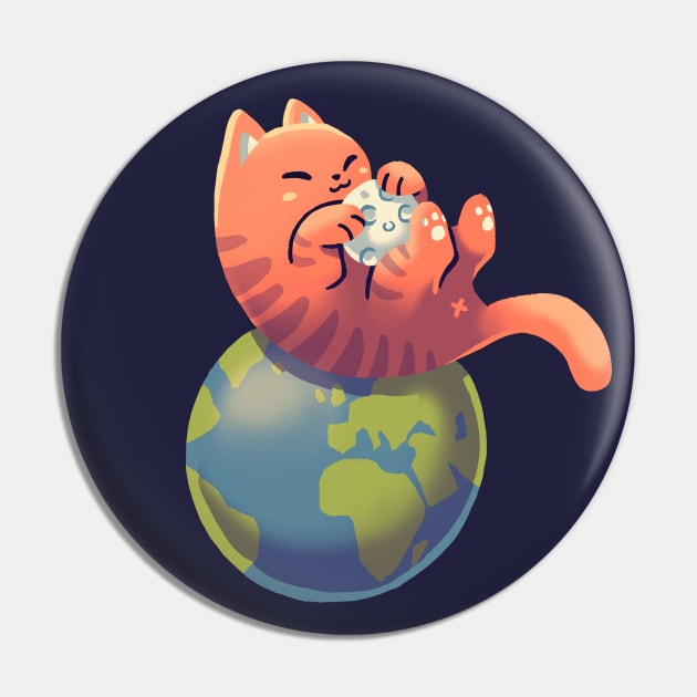 Cats in Space Moon // Universe, Kittens, Feline Pin by Geekydog