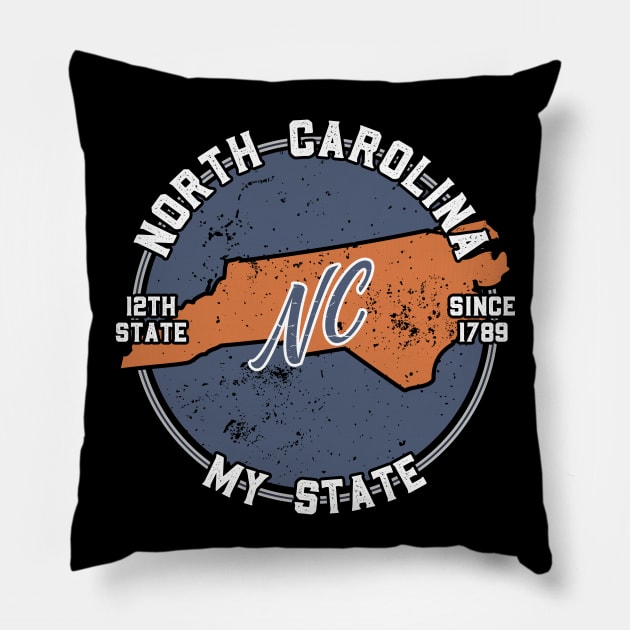 North Carolina My State Patriot State Tourist Gift Pillow by atomguy