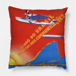 Brazil Vintage Travel Poster 1932 Pillow