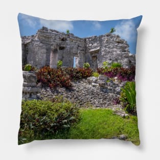 Ancient Mayan Architecture Tulum Mexico Pillow