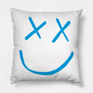 Blue Smiley Pillow