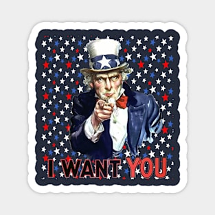 I Want You With Star Pattern Background Magnet