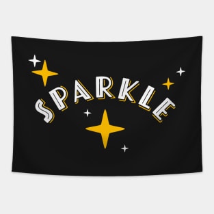 Festive SPARKLE yellow  andd white stars Tapestry