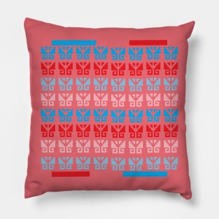 Aztec Motif Pattern Pink Blue Pillow