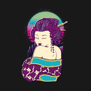 Geisha Vaporwave city T-Shirt