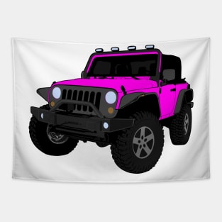 Pink Jeep Wrangler Illustration Tapestry