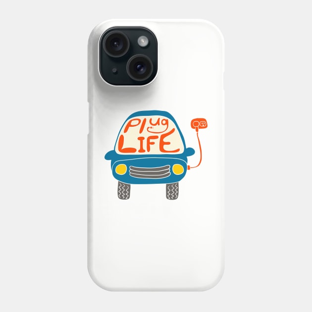 Plug Life Colorful Electric Car Graphic Phone Case by Alissa Carin