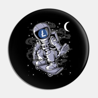 Astronaut Skate Litecoin LTC Coin To The Moon Crypto Token Cryptocurrency Blockchain Wallet Birthday Gift For Men Women Kids Pin