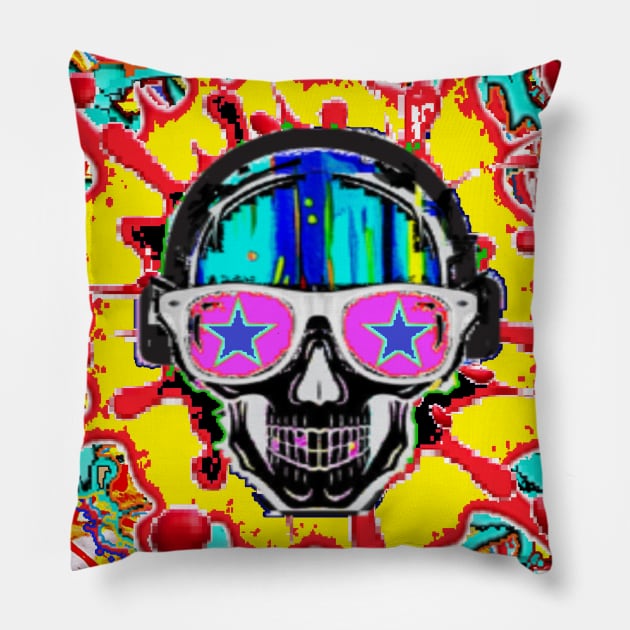 Rainbow Gothic sticker 777 Pillow by LowEndGraphics