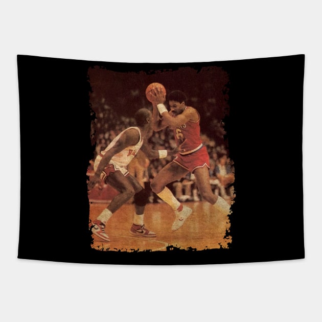 Young Michael Jordan vs Julius Erving Tapestry by Omeshshopart