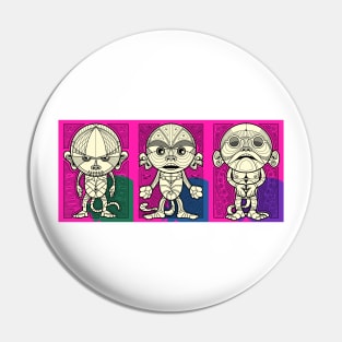 Three Monkeys (colour) Pin