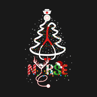 Christmas Nurse Christmas Stethoscope Tree For Nurses Women T-Shirt