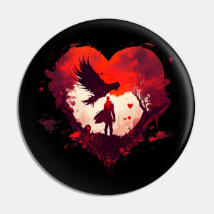 Raven Man Love Heart BRZRKR Pin