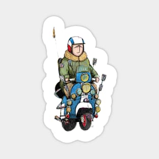 Retro Scooter, Classic Scooter, Scooterist, Scootering, Scooter Rider, Mod Art Magnet