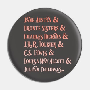 Famous Authors Austen Bronte Tolkien Lewis Pin