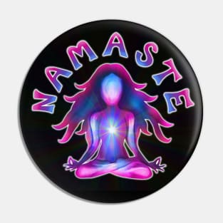 Namaste Psychedelic Yoga Silhouette Pin