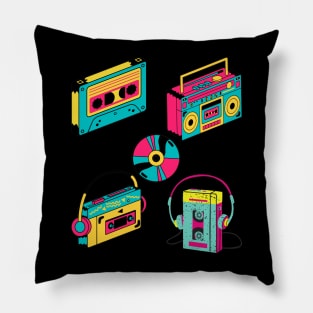 Music Retro art Colorful Cassettes tape Design Pillow