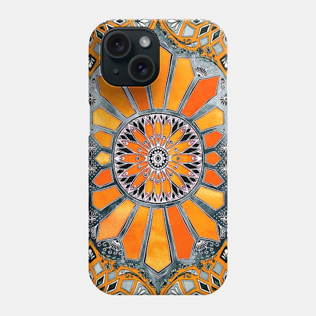 Celebrating the 70's - tangerine orange watercolor on grey Phone Case by micklyn