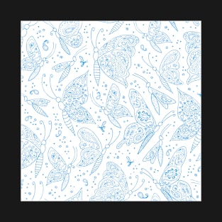 Paisley butterflies white-blue T-Shirt