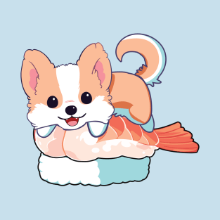 Corgi on a shrimp sushi T-Shirt