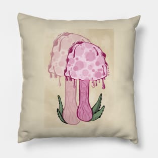Pink Classic Portrait Style Cottagecore Mushroom Pillow