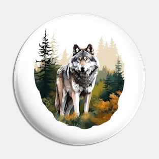 Watercolor Wolf Pin