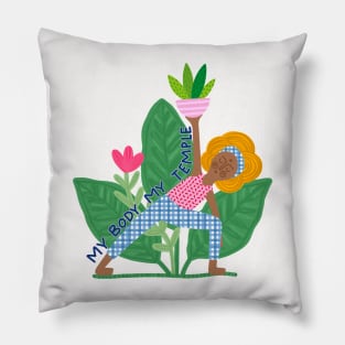 YOGA WOMAN MEDITATING IN NATURE Pillow