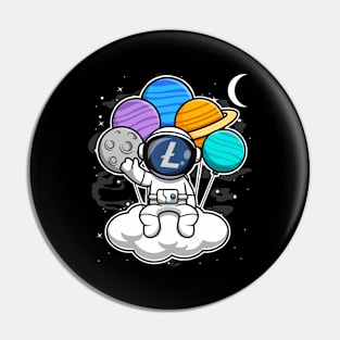 Astronaut Floating Litecoin LTC Coin To The Moon Crypto Token Cryptocurrency Blockchain Wallet Birthday Gift For Men Women Kids Pin