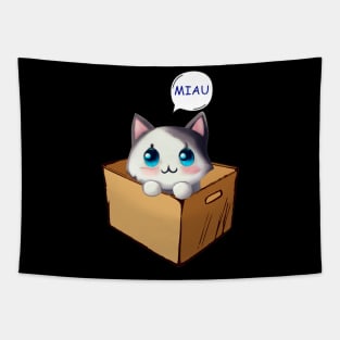 Cat in Cardboard Box - Miau Tapestry