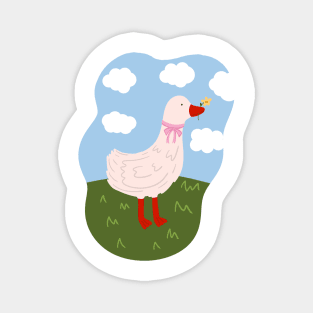 White goose with flower Magnet