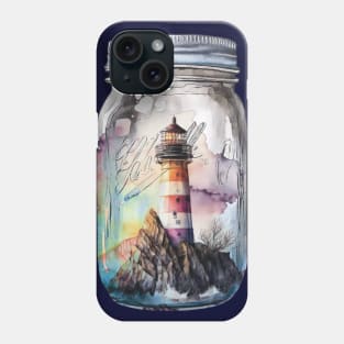 Lighthouse on Rock Jar Phone Case