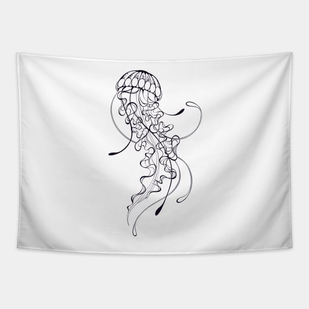 Contour Jellyfish Tapestry by Blackmoon9