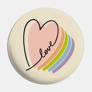 Boho Rainbow Heart Love Letters Line Art Pin