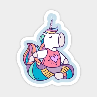 Unicorn meditation in yoga asana Magnet