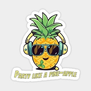 Pineapple Surfing on Vinyl Record T-Shirt Design for Music and Summer Lovers Magnet